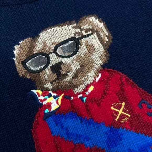 Polo Ralph Lauren Navy blue women's sweater with knight bear pattern - Picture 6 of 11